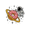Space Astronaut with Donut Planet