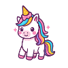 Buntes Einhorn mit Regenbogenmähne