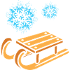 Sleigh with snowflakes cartoon