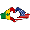 Senegal USA Flag Hands Heart Shape