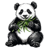 Cute panda bear with bamboo