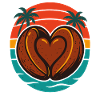 Coffee Love Heart Retro Sunset Design