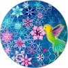Hummingbird and flowers with sacred geometry