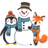 Winter Friends - Penguin, Snowman and Fox