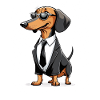 Dachshund in black suit and sunglasses