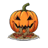 Halloween Pumpkin Head with Spaghetti