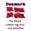 Denmark flag with heart and text