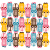 Søt kawaii-figurmønster med fargerike farger