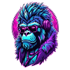 Intoxicated gorilla with headphones