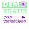 "Defend Democracy" Green Purple Purple Compass