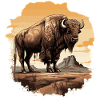 Bison majestueux de style western
