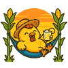 Huhn vom Mais schlürft Limonade