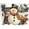 Charming winter snowman with children