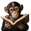 Inquisitive monkey with book