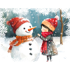 Winter Joy Snowman and Child