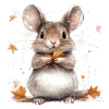 Cute mouse with autumn leaves