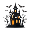 Haunted castle with shimmering windows