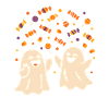 Humorous ghosts with sweets