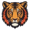 Expressive tiger head impression