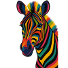 Bunt gestreiftes Zebra-Kunstwerk