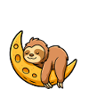 Cute sleeping sloth on moon