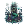 Skeleton Mermaid with Skulls