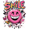 Smile crazy Graffity art style pink