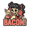 Ham Pigs Skeleton Girl Retro Comic