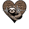 Casual Sloth Heart Leopard Pattern
