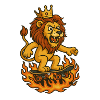 Majestic lion on skateboard with crown