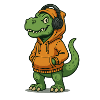 Dinosaur with headphones and hoodies