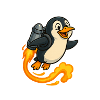 Playful Penguin Rocket Flight