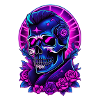Neon Gothic Skull with Headphones