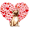 Dog with Heart Background