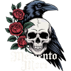 Memento Mori Skull & Raven Roses