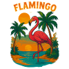 Bird flamingo in sunset