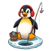 Eisfischer Pinguin mit Ohrenwärmer