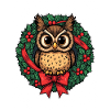 Eule im Weihnachtskranz
