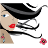 Elegant woman with flowers and tattoos