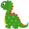 Green dino with bright dots