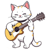 Cat plays guitar