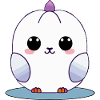Kawaii White Chick with Purple Accents