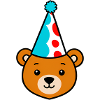 Partybär mit buntem Hut