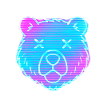 Neon Bear Head Gradient