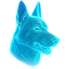 Neon Wolf Head Net Art
