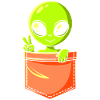 Grøn Alien i brystlomme - Fred