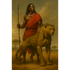 Guerrier Tribal avec Guépard – Illustration Épique