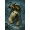 Wikingerkrieger auf Eisbär – Fa-Illustration