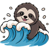 Sloth Surf on Ocean Wave