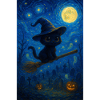 Starry Night Halloween Cat
